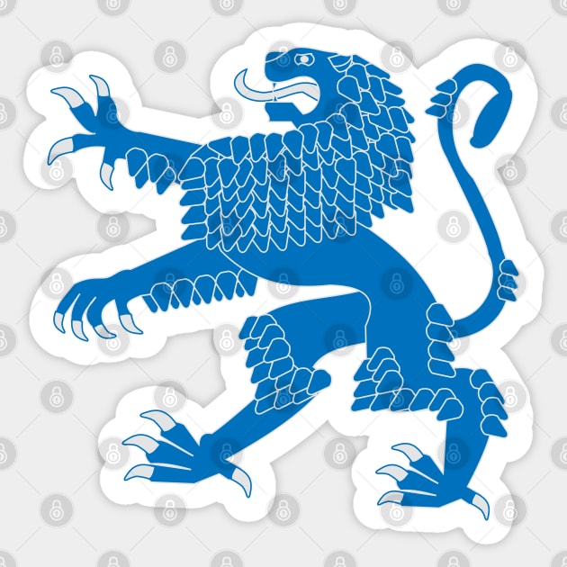 Heraldic Rampant Lion (Blue) Sticker by PabloDeChenez